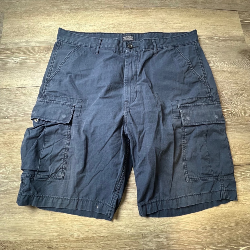 Levis Cargo Shorts Mens 38 Navy Blue Ripstop Cotton Utility Hiking Workwear